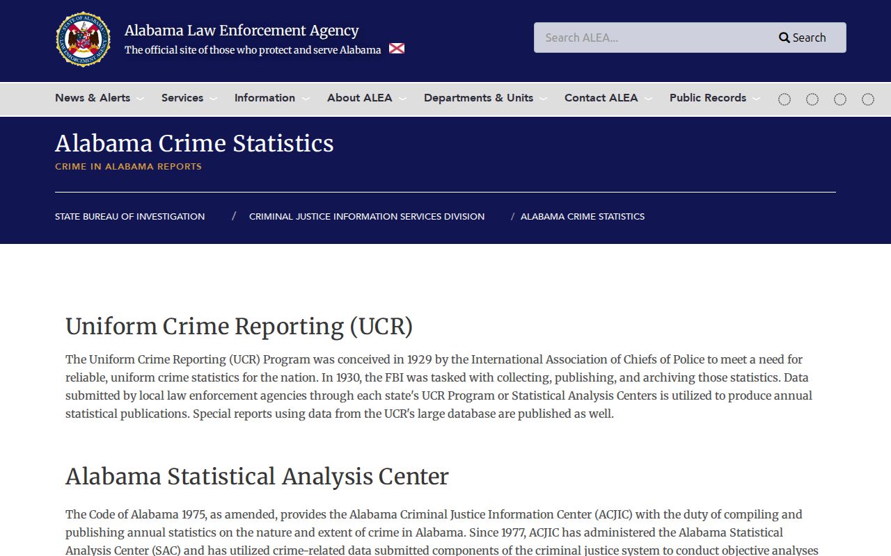 Coffee County arrest history and ALEA crime statistics source