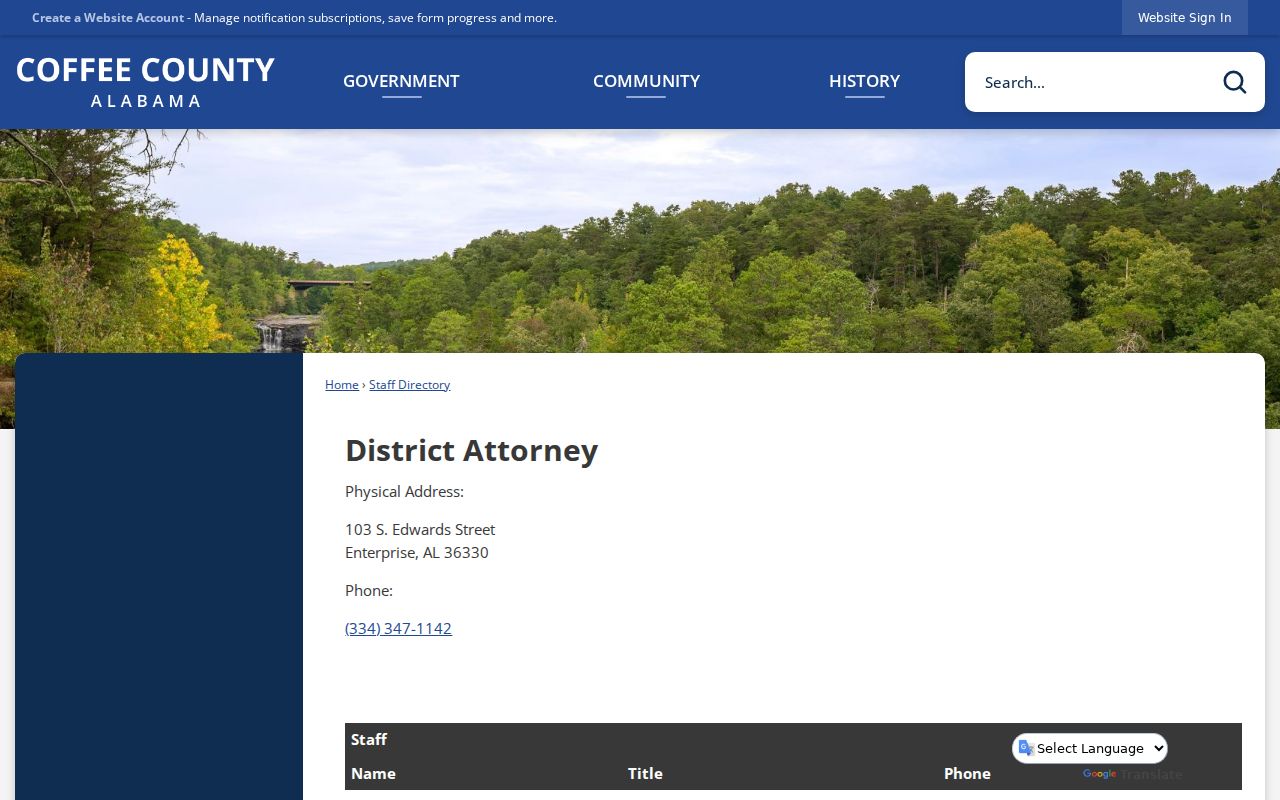 Coffee County criminal case records district attorney directory