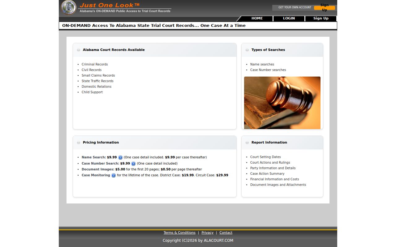 Coffee County criminal court record search through Just One Look