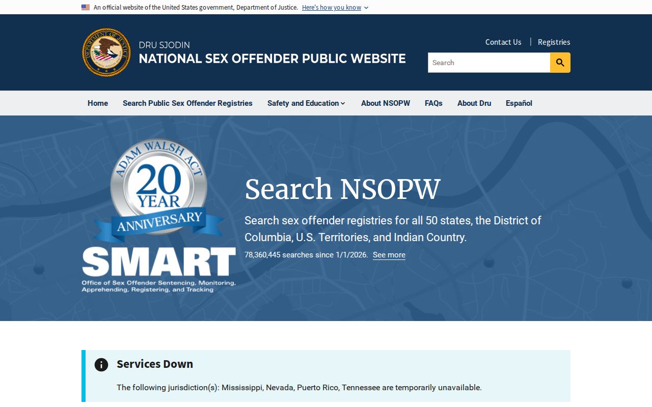 Coffee County sex offender check through the national NSOPW search
